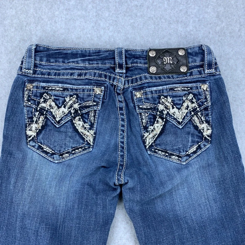 Miss Me Signature Bootcut Jeans Womens 28 Blue Embellished JM1232BV